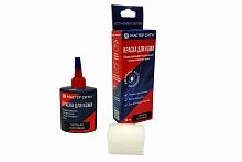 Краска для ремонта кожи "Мастер сити" 001 ЧЕРНЫЙ МАТОВЫЙ, 30 мл (сине-красная коробка) со спонжем
