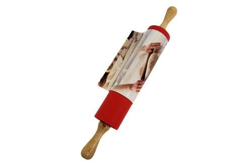 Скалка кулинарная ROLLING PIN силиконовая, деревянные ручки 46 см фото 10