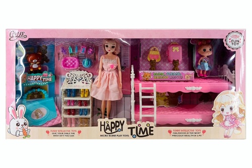 НАБОР HAPPY TIME Кукла Мама с дочкой, косметичка, кровать и аксессуары фото 3