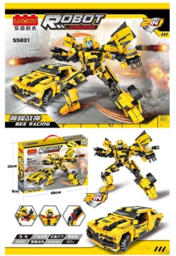 Конструктор LUCKY ROBOT "BEE Racing Бамблби 2в1" 55031, 527 деталей фото 6