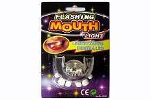 Зубы жуткие с подсветкой Flashing Mouth Light (зубы вампира), белый пластик, размер 6*5 см