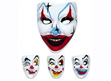 Маска Клоун 4 вида 2688C, белая пластмассовая, без размера