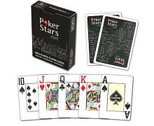 Карты для покера POKER STARS черные пластиковые, 54 штуки 