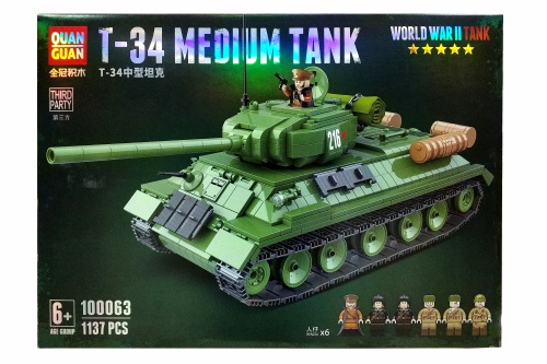 Конструктор QUAN GUAN ТАНК Т-34 MEDIUM TANK 100063, 1137 деталей