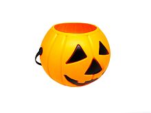 Тыква - корзинка конфетница на Хеллоуин, оранжевый пластик, Ø 17 см