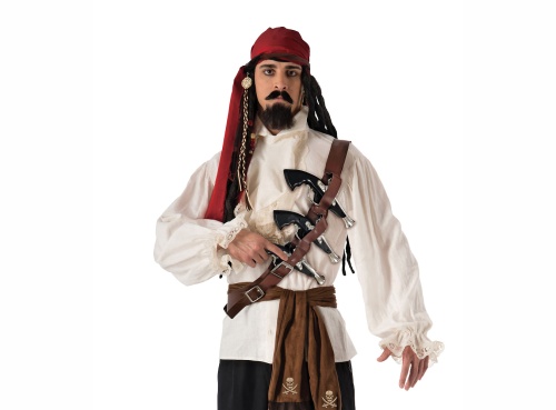 Пояс пирата для пистолетов (кобура) ВА371 через плечо коричневый кожзам, 36*24 см + 3 пистолета