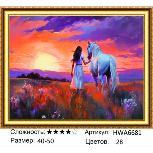 Алмазная мозаика Painting Diamond HWA6681, холст на подрамнике, круглые стразы, 40x50 см