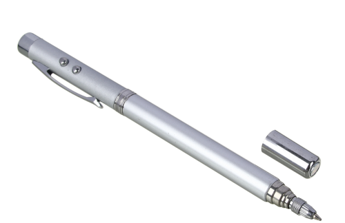 Ручка ЕРМАК выдвижная указка, магнит, 1 LED + лазер, 3xLR41, пластик, металл, 18х3,5 см фото 2
