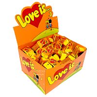 LOVE IS Жевательная резинка Лав из со вкусом Ананаса и Апельсина 4,2 г, 100 штук оранжевая коробка