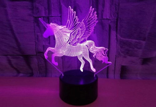 Светильник ночник "Единорог" на подставке, 3 режима цвета, 220 В