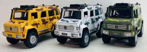 Машина Mercedes UNIMOG U5000 Wagon камуфляж DIE-CAST 1:24 металлический 22х8,5х11 см, 4шт/уп фото 2