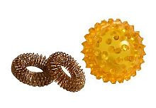 Массажер "МАССАЖНЫЙ ШАРИК" + СУ-ДЖОК, латунные кольцевые пружины 2 штуки