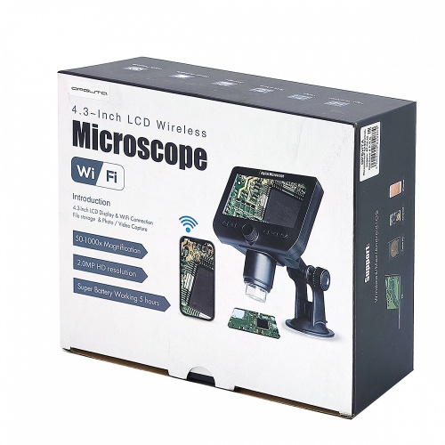 Микроскоп цифровой Орбита OT-INL43 WI-FI на подставке, увеличение 1000X, 18.5*12*13 см