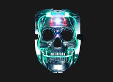 Маска "Череп", светящаяся, пластиковая, размер 24x22см, серебро