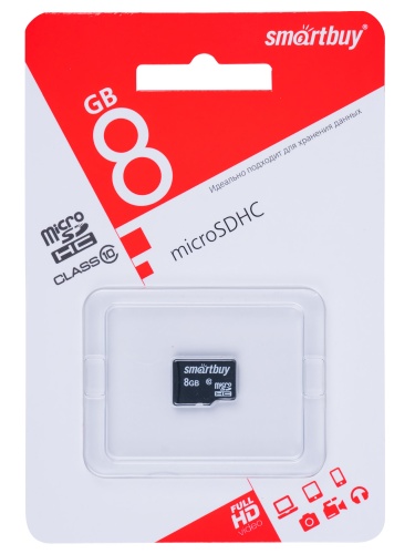 Карта памяти Smartbuy MicroSDHC, 8Gb, Class 10, без адаптера