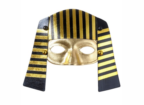 Маска Фараон Тутанхамон 6483E (полумаска) черная, золотая, полиэстер, пластмасса, размер взрослый