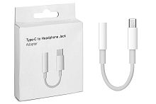 Переходник аудио адаптер QS-6000 штекер TYPE-C - гнездо Jack 3.5 мм, оплетка пластик, длина 11,5 см