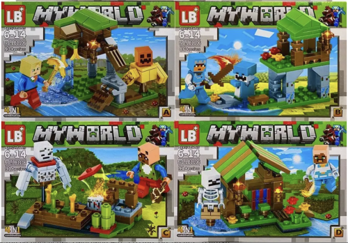 Конструктор LB My World "Нападение Зомби и Скелетов на дом Пингвина 4в1" LB1106, 86-93 деталей