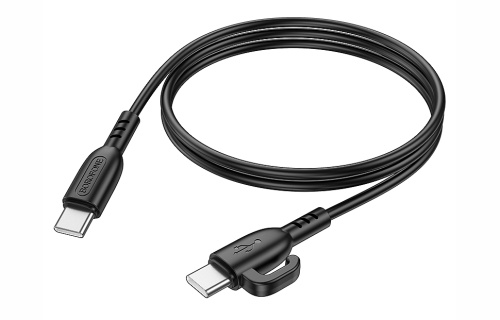 Кабель для Android BOROFONE X91 CHARGING DATA CABLE PD60W TYPE-C - TYPE-C с крючком, Черный, 1 м фото 4