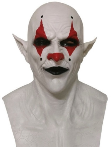 Маска Клоун-вампир, для Хзллоуина, белый, красный латекс, размер взрослый
