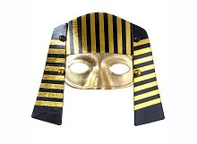 Маска Фараон Тутанхамон 6483E (полумаска) черная, золотая, полиэстер, пластмасса, размер взрослый