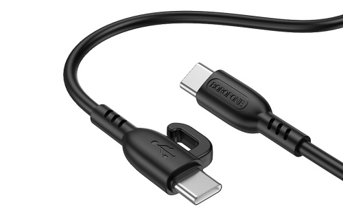 Кабель для Android BOROFONE X91 CHARGING DATA CABLE PD60W TYPE-C - TYPE-C с крючком, Черный, 1 м фото 6