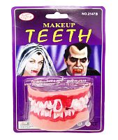 Челюсти Оборотня Кровавые Makeup Teeth (зубы вампира) 2147B, белый, розовый латекс, размер 7*4*3 см