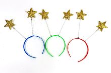 Антенки ''Золотистые звезды'' пластмассовый ободок, высота 16,5 см 
