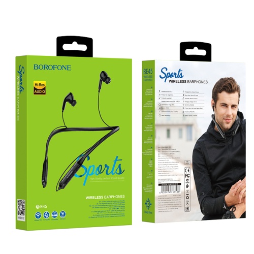 Наушники-гарнитура беспроводные BOROFONE BE45 SPORTS ЧЕРНЫЕ с ободком на шею