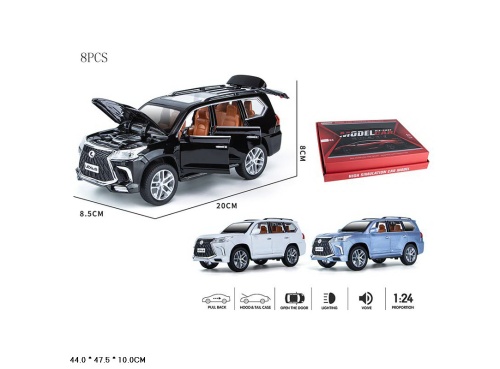 Машина ДЖИП LEXUS LX570 DIE-CAST 1900-15, масштаб 1:24, металлическая 20х7,5х7,5 см 8шт/уп фото 4