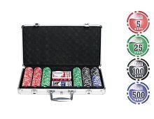 Набор для покера NUTS POKER SET (GD) в алюминиевом кейсе, 300 фишек + 2 колоды + 5 кубиков