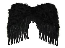 Крылья перьевые черные, (перья, картон, резинка), размер 60х50 см