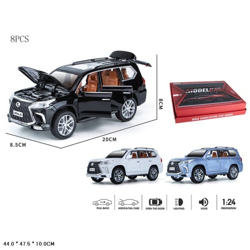 Машина ДЖИП LEXUS LX570 DIE-CAST 1900-15, масштаб 1:24, металлическая 20х7,5х7,5 см 8шт/уп фото 3