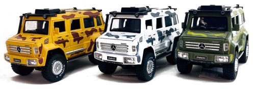 Машина Mercedes UNIMOG U5000 Wagon камуфляж DIE-CAST 1:24 металлический 22х8,5х11 см, 4шт/уп