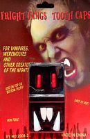 Клыки вампира в коробочке 4 штуки + КРОВЬ 2 КАПСУЛЫ (зубы вампира), белый пластик, 5*4 см (22*15 см)