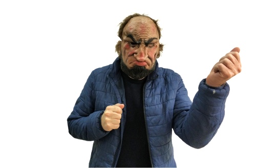 Маска Байкер хулиган (полумаска) 96570, черный, коричневый латекс, ткань, размер взрослый