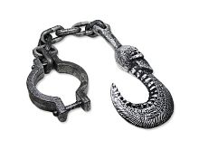 Крюк на цепи с Черепом серебряный пластик, размер 80 см 