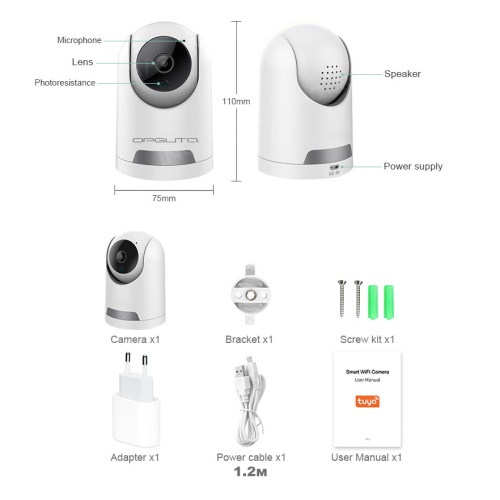 Видеокамера для видеонаблюдения Орбита OT-VNI44 Белая IP-WI-FI 1920*1080, 2Mpix, 3,6мм, пластик фото 2