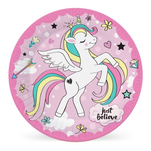 Тарелки НАБОР Единорог, бумажные Ø18 см, 6 шт/уп