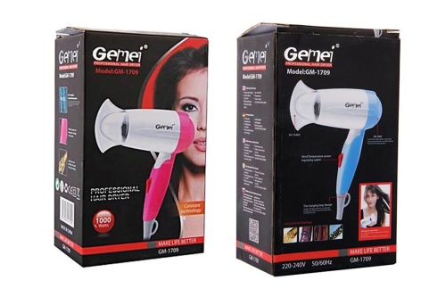 ФЕН Gemei Professional GM-1709, 1000W, складной дорожный