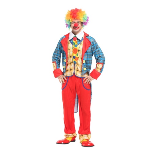 Костюм Клоунский смокинг (куртка, топ, брюки, клоунский нос), разноцветный полиэстер, размер М Костюм Клоунский смокинг (куртка, топ, брюки, клоунский нос), разноцветный полиэстер, размер М