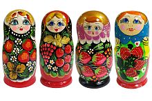Матрешка 5в1 расписная большая Русские народные игрушки, 5 кукол, высота 14,5 см, диаметр 7 см
