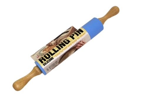 Скалка кулинарная ROLLING PIN силиконовая, деревянные ручки 46 см фото 5