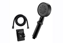 Набор Лейка для душа Ø 90 мм 6 режимов водосберегающая со шлангом 1,5 м, держатель для лейки, черный