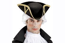 Треуголка декоративная 2518T, черная с золотым узором, размер 56