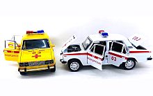 Машина "Жигули ВАЗ-2106 СКОРАЯ ПОМОЩЬ" DIE-CAST 1:24 металлическая 18х7х6 см 8шт/уп