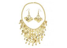 Ожерелье и Серьги Золотые монеты 24372, золотой металл, размер 24 см Ожерелье и Серьги Золотые монеты 24372, золотой металл, размер 24 см