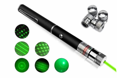 Лазерная указка Green Laser Pointer с 5 насадками, зеленый луч