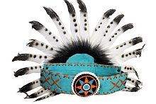 Перья ИНДЕЙСКОЙ СКВО женщины (шляпа), искусственный мех,перо, размер 40*34*4 см