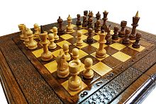 Настольная игра 2 в 1 Шахматы + Нарды, ручная работа, резные 30, Haleyan 